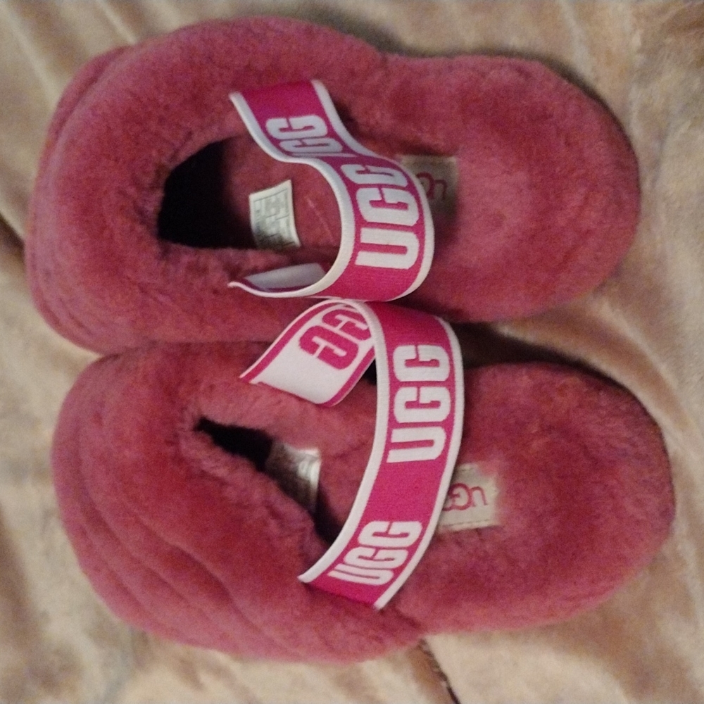 Ugg Fluff Yeah Shearling Slingback Slide Fuchsia 8 - image 1